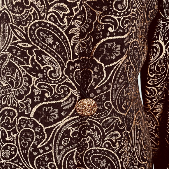 LILLY & TAYLOR NY PARIS brocade genuine mink color and cuffs coat jacket - Picture 10 of 10